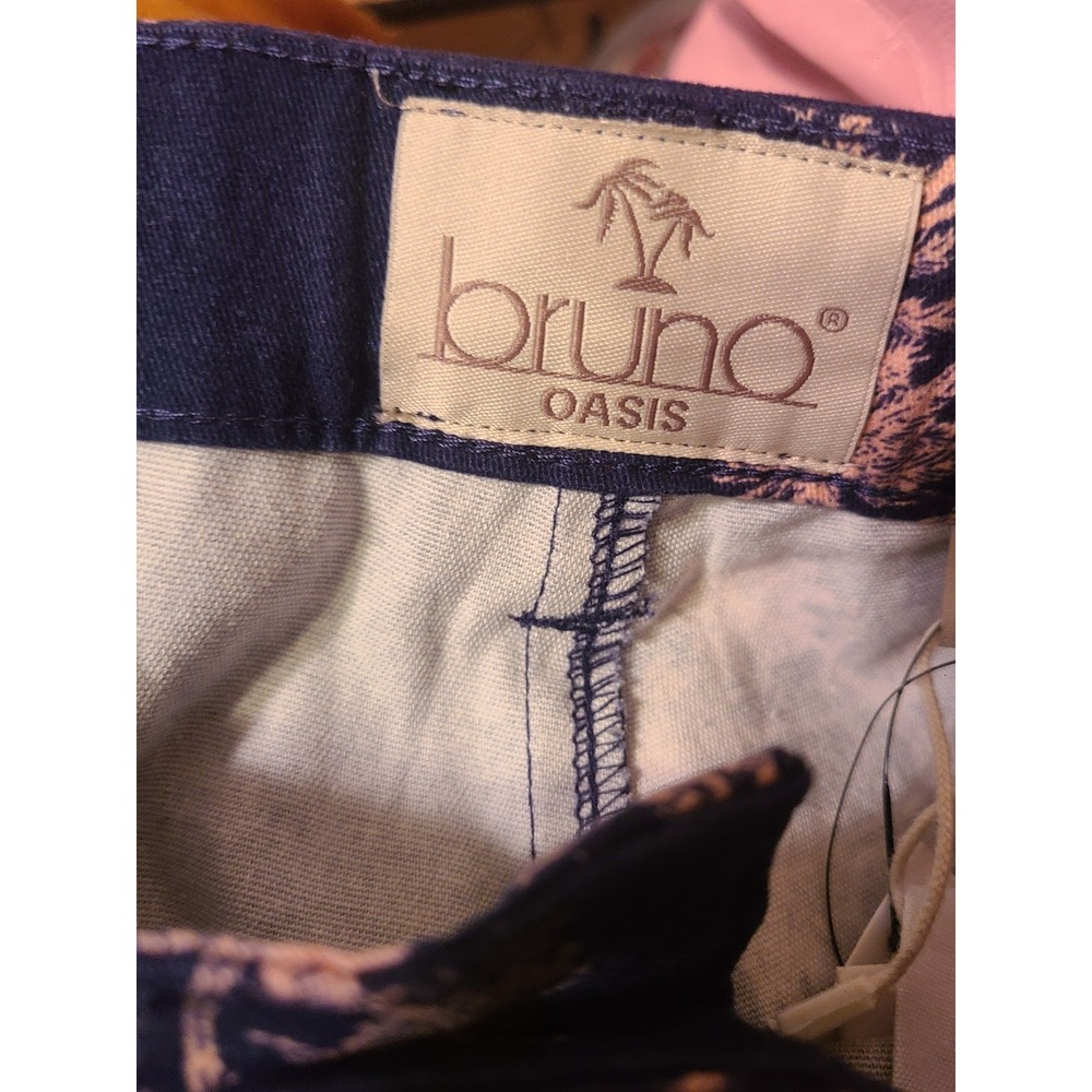 NWT Bruno Oasis Men's Shorts Sz 34 Navy Blue Palm Trees Stretch Twill Casual - Picture 5 of 7